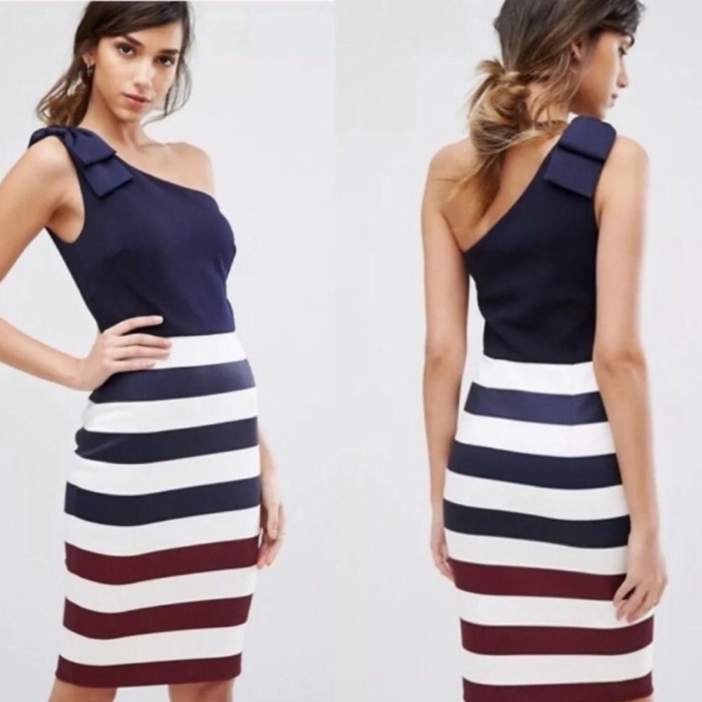 Ted Baker Rowing Stripe One Shoulder Dress